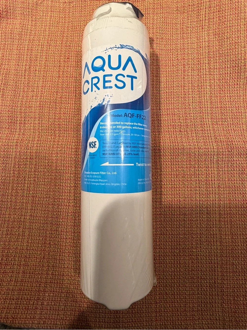 Aqua crest Refrigerator Water Filter Cartridge, AQF FF22- Ge profile, 2 pack
